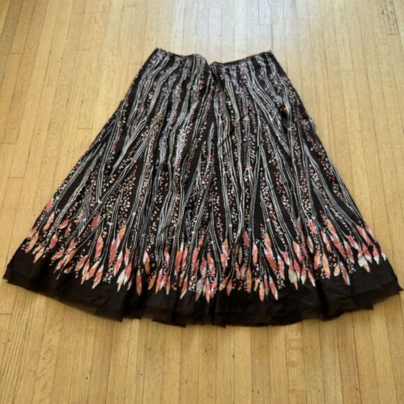 Midi Skirt Lace Batik Pattern Tulle Trim Women Sz 10 by Apt 9 - Picture 1 of 7